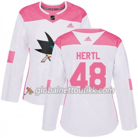 San Jose Sharks Hockeydrakt Tomas Hertl 48 2017-2018 Hvit Rosa Fashion Adidas Authentic - Dame